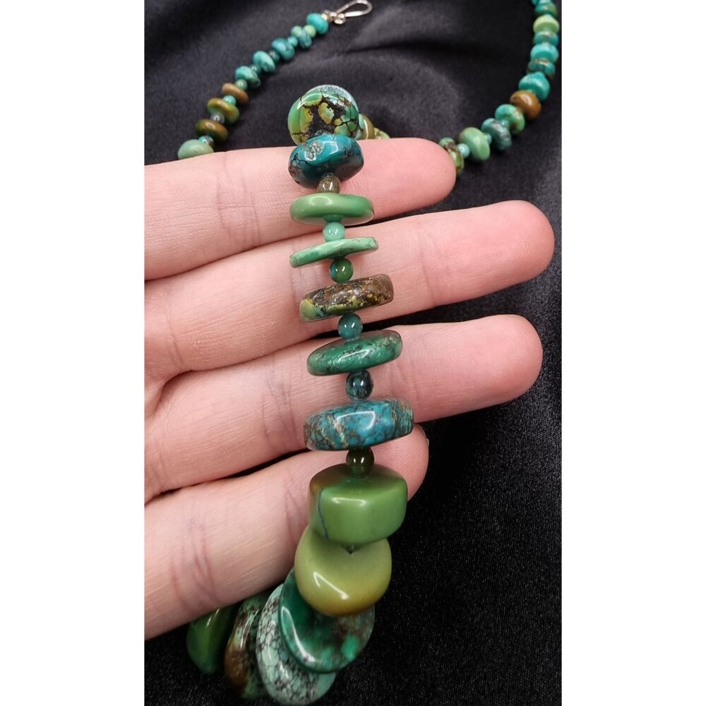 Jay King Mine Finds Genuine Turquoise Beaded Necklace With Adjustable Chain - Picture 6 of 6
